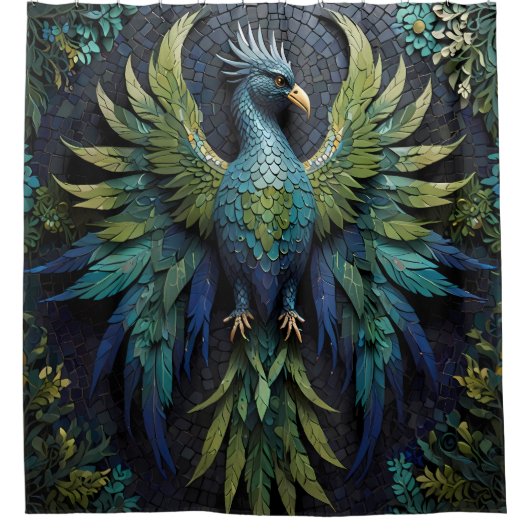 Wild Birds Papegaaien Portretten-groen & blauw Douchegordijn (Voorkant)