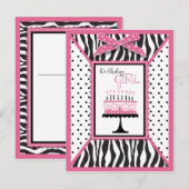 Wild Birthday Cake Briefkaart Roze (Voorkant / Achterkant)