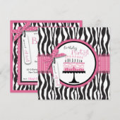 Wild Birthday Cake Square Pink Kaart (Voorkant / Achterkant)