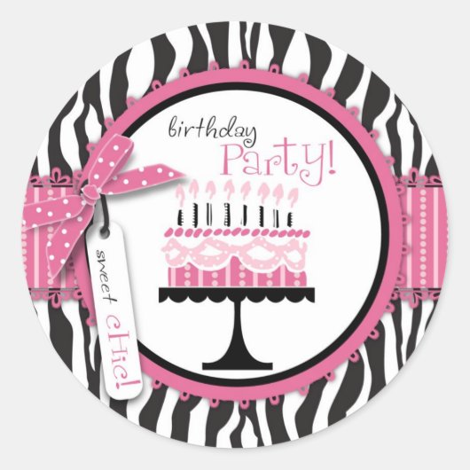 Wild Birthday Cake Sticker Roze (Voorkant)