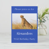 Wild Birthday Party Cheetah gepersonaliseerd Kaart (Staand voorkant)