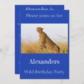 Wild Birthday Party Cheetah gepersonaliseerd Kaart (Voorkant / Achterkant)