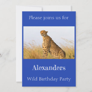 Wild Birthday Party Cheetah gepersonaliseerd Kaart