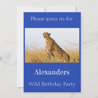 Wild Birthday Party Cheetah gepersonaliseerd Kaart