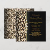 Wild Birthday Party Gold Black Animal Kaart (Voorkant / Achterkant)