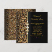 Wild Birthday Party Gold Black Animal Kaart (Voorkant / Achterkant)
