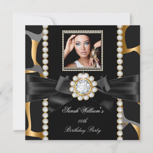 Wild Birthday Party Gold Diamond Jewel Kaart (Voorkant)