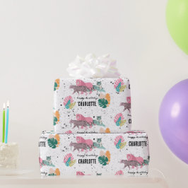 Wild Birthday Party Oerwoud Animals Kids Verjaarda Cadeaupapier