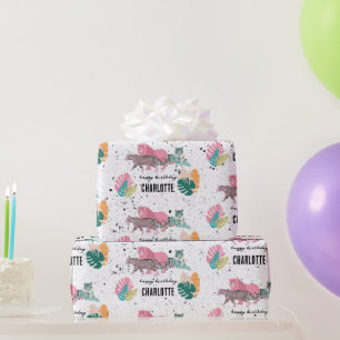 Wild Birthday Party Oerwoud Animals Kids Verjaarda Cadeaupapier