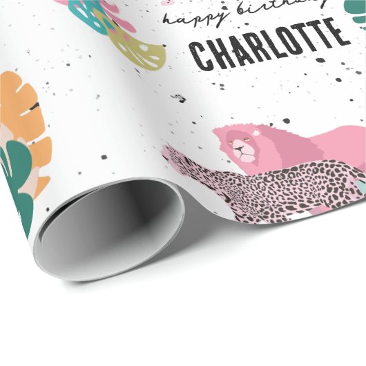 Wild Birthday Party Oerwoud Animals Kids Verjaarda Cadeaupapier (Rol Hoek)