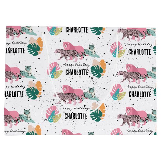 Wild Birthday Party Oerwoud Animals Kids Verjaarda Groot Cadeauzakje (Achterkant)