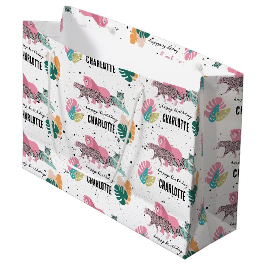 Wild Birthday Party Oerwoud Animals Kids Verjaarda Groot Cadeauzakje (Voorkant Gekanteld)