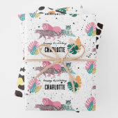 Wild Birthday Party Oerwoud Animals Kids Verjaarda Inpakpapier Vel (In situ)