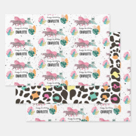 Wild Birthday Party Oerwoud Animals Kids Verjaarda Inpakpapier Vel
