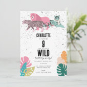 Wild Birthday Party Oerwoud Animals Kids Verjaarda Kaart (Staand voorkant)