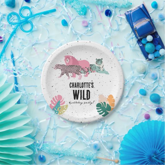 Wild Birthday Party Oerwoud Animals Kids Verjaarda Papieren Bordje (Feest)