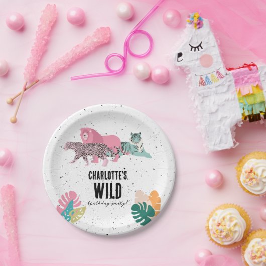 Wild Birthday Party Oerwoud Animals Kids Verjaarda Papieren Bordje (Feest)