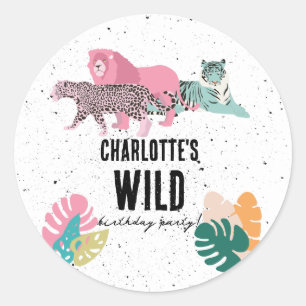 Wild Birthday Party Oerwoud Animals Kids Verjaarda Ronde Sticker