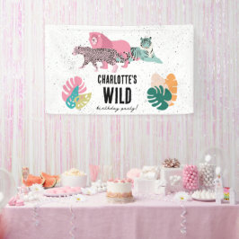Wild Birthday Party Oerwoud Animals Kids Verjaarda Spandoek