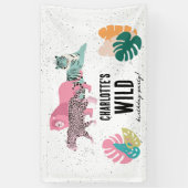 Wild Birthday Party Oerwoud Animals Kids Verjaarda Spandoek (Verticaal)