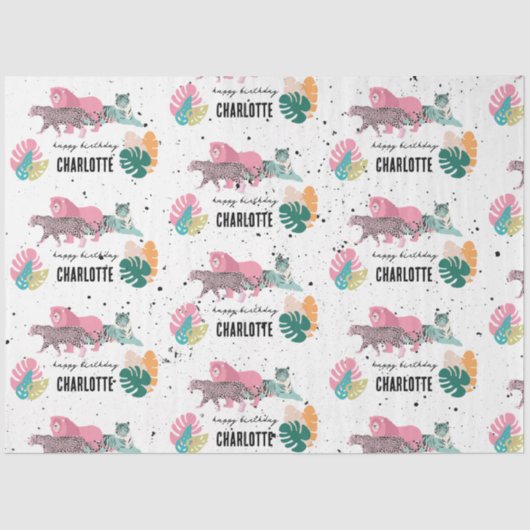 Wild Birthday Party Oerwoud Animals Kids Verjaarda Tissuepapier (Voorkant)