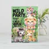 Wild Birthday Party Safari Oerwoud Kaart (Staand voorkant)