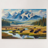 Wild Bison Valley, bergen Legpuzzel (Horizontaal)