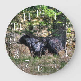 Wild Black Beer & Forest Wildlife Photo Wall Clock Grote Klok