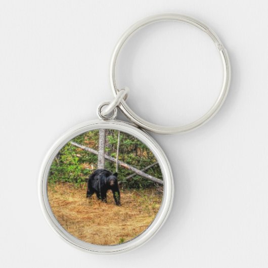 Wild Black Beer & Yukon Forest Photo Art Sleutelhanger (Voorkant)