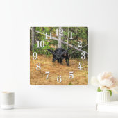 Wild Black Beer & Yukon Forest Photo Art Vierkante Klok (Huis)