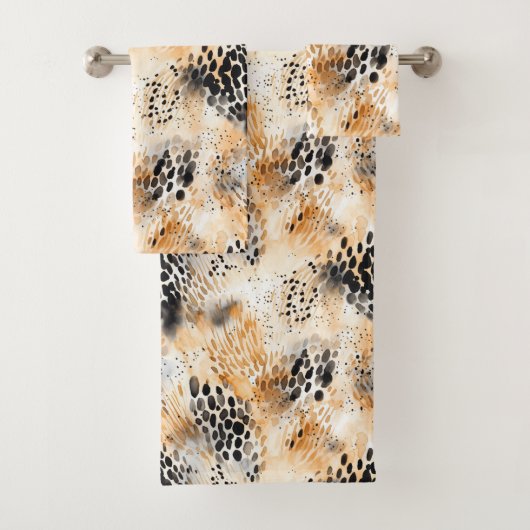 Wild Black Cream Leopard Animal Bad Handdoek (Insitu)