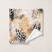 Wild Black Cream Leopard Animal Bad Handdoek (Wasdoekje)