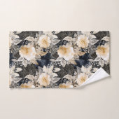 Wild Black Cream Leopard Animal Floral Bad Handdoek (Handdoek)