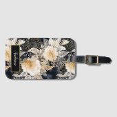 Wild Black Cream Leopard Animal Floral Bagagelabel (Voorkant (horizontaal))