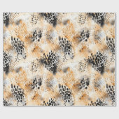 Wild Black Cream Leopard Animal Floral Cadeaupapier (Vlak)