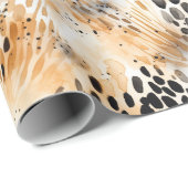 Wild Black Cream Leopard Animal Floral Cadeaupapier (Rol Hoek)