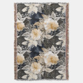 Wild Black Cream Leopard Animal Floral Deken (Voorkant Verticaal)