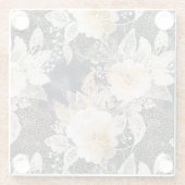 Wild Black Cream Leopard Animal Floral Glazen Onderzetter (Achterkant)