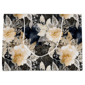 Wild Black Cream Leopard Animal Floral Groot Cadeauzakje (Voorkant)