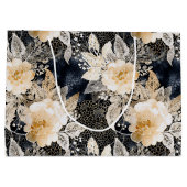 Wild Black Cream Leopard Animal Floral Groot Cadeauzakje (Achterkant)