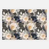 Wild Black Cream Leopard Animal Floral Inpakpapier Vel (Voorkant)