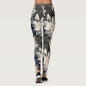 Wild Black Cream Leopard Animal Floral Leggings (Achterkant)