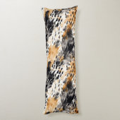 Wild Black Cream Leopard Animal Floral Lichaamskussen (Achterkant (Verticaal))