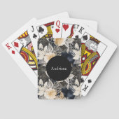 Wild Black Cream Leopard Animal Floral Pokerkaarten (Achterkant)