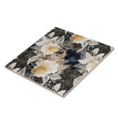 Wild Black Cream Leopard Animal Floral Tegeltje (Zijkant)