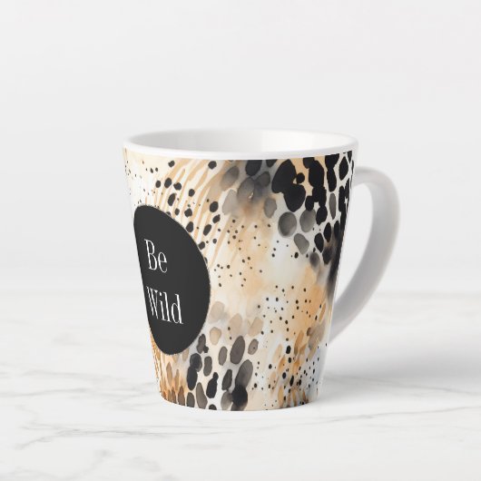 Wild Black Cream Leopard Animal Latte Mok (Rechterhoek)