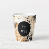 Wild Black Cream Leopard Animal Latte Mok (Voorkant)