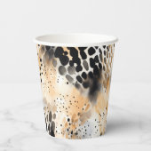Wild Black Cream Leopard Animal Papieren Bekers (Achterkant)