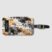 Wild Black Cream Leopard Animal Print Bagagelabel (Voorkant (horizontaal))