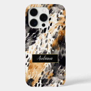 Wild Black Cream Leopard Animal Print iPhone 16 Pro Hoesje